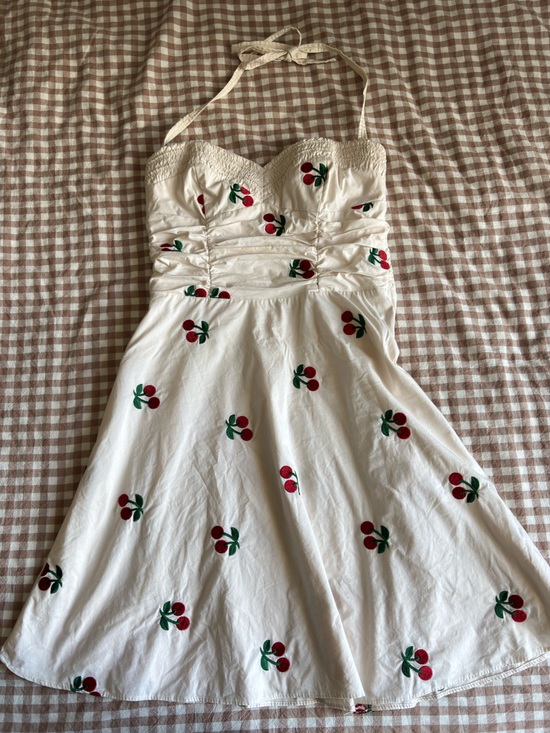 Betsey Johnson Dresses & Skirts - Betsey Johnson White Halter Cherry Print Sundress